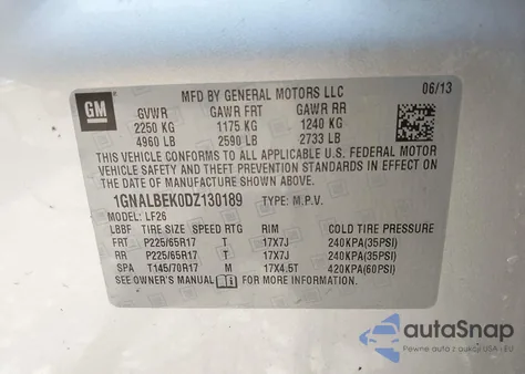 2013 Chevrolet Equinox Ls from USA, damaged, VIN 1GNALBEK0DZ130189